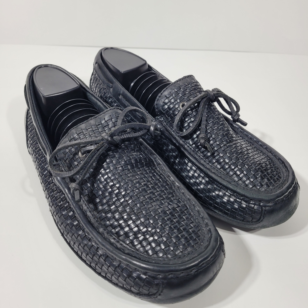 UGG Men’s Black Woven Leather Slip-On Loafers